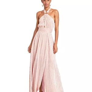 Elegant Pink Halter Maxi Dress
